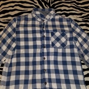 Blue and White Button Down Checkered Shirt